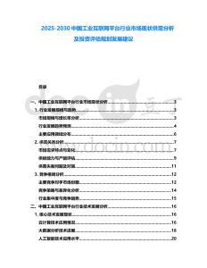 2025-2030中國工業互聯網平臺行業市場現狀供需分析及投資評估規劃發展建議