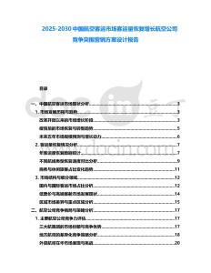 2025-2030中國航空客運市場客運量恢復增長航空公司競爭突圍營銷方案設計報告
