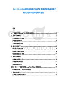 2025-2030中國智能機器人趾行業市場發展現狀供需分析及投資評估規劃研究報告