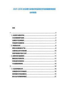 2025-2030水處理行業現狀供給現狀評估發展前景規劃分析報告