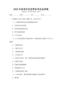 2025年高考?xì)v史世界史考試及答案