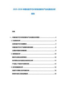 2025-2030中國光量子芯片研發進展與產業化路徑分析報告