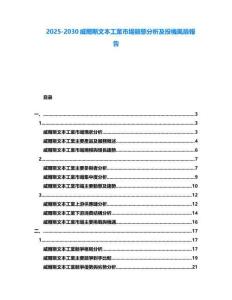 2025-2030威爾斯文本工業市場競態分析及投機風險報告