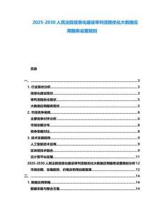 2025-2030人民法院信息化建設審判流程優化大數據應用服務設置規劃