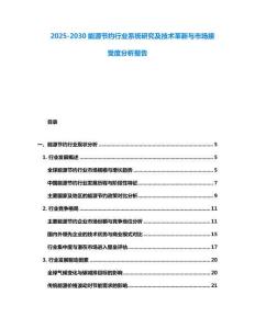 2025-2030能源節約行業系統研究及技術革新與市場接受度分析報告