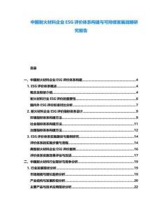 中國耐火材料企業(yè)ESG評價體系構(gòu)建與可持續(xù)發(fā)展戰(zhàn)略研究報告