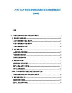 2025-2030智慧城市智能安防監控系統市場發展機遇投資布局