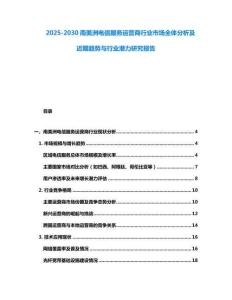 2025-2030南美洲電信服務運營商行業市場全體分析及近期趨勢與行業潛力研究報告