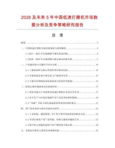 2026及未來(lái)5年中國(guó)低速打磨機(jī)市場(chǎng)數(shù)據(jù)分析及競(jìng)爭(zhēng)策略研究報(bào)告