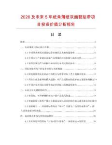 2026及未來5年紙條薄紙雙面黏貼帶項目投資價值分析報告