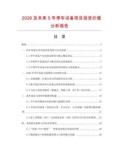 2026及未來5年停車設備項目投資價值分析報告