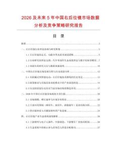 2026及未來5年中國右后位鏡市場數據分析及競爭策略研究報告
