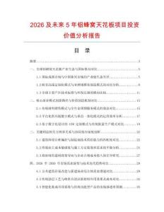 2026及未來5年鋁蜂窩天花板項(xiàng)目投資價(jià)值分析報(bào)告