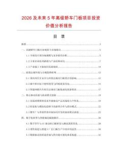 2026及未來5年高級(jí)轎車門板項(xiàng)目投資價(jià)值分析報(bào)告