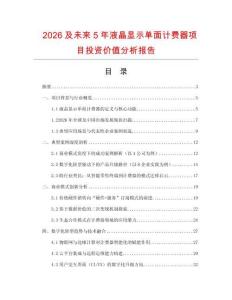 2026及未來5年液晶顯示單面計(jì)費(fèi)器項(xiàng)目投資價(jià)值分析報(bào)告
