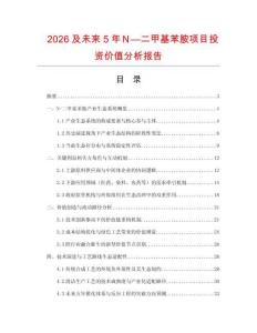 2026及未來5年Ｎ—二甲基苯胺項目投資價值分析報告