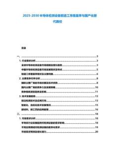 2025-2030半導體檢測設備前道工序覆蓋率與國產化替代路徑