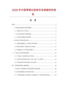 2026年中國青銅過濾閥市場調查研究報告