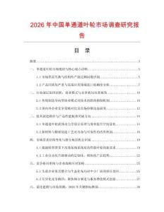 2026年中國單通道葉輪市場調查研究報告
