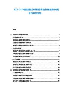 2025-2030捷克制造業市場現狀供需分析及投資評估規劃分析研究報告