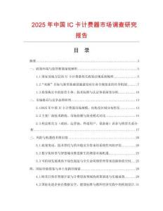 2025年中國IC卡計(jì)費(fèi)器市場(chǎng)調(diào)查研究報(bào)告