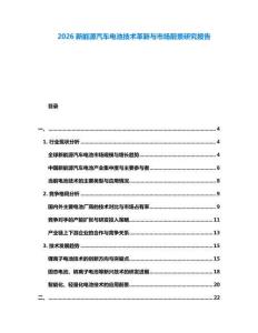 2026新能源汽車電池技術革新與市場前景研究報告