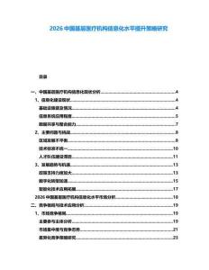 2026中國(guó)基層醫(yī)療機(jī)構(gòu)信息化水平提升策略研究