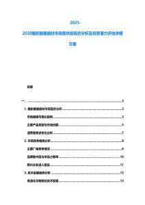 2025-2030攝影攝像器材市場需供給現狀分析及投資潛力評估詳細方案