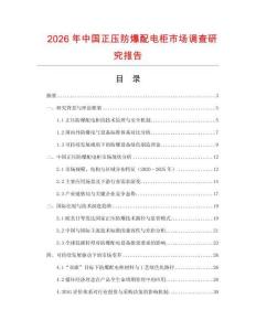 2026年中國正壓防爆配電柜市場調查研究報告