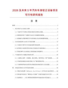 2026及未來5年汽車車身較正設(shè)備項(xiàng)目可行性研究報(bào)告