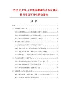 2026及未來5年燕尾槽硬質合金可轉位銑刀項目可行性研究報告