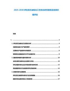 2025-2030伊拉克石油煉化工藝優化研究報告及投資價值評估