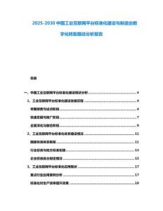 2025-2030中國工業(yè)互聯(lián)網(wǎng)平臺標(biāo)準(zhǔn)化建設(shè)與制造業(yè)數(shù)字化轉(zhuǎn)型路徑分析報告