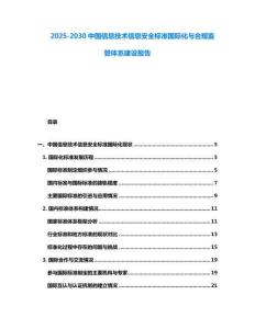 2025-2030中國信息技術信息安全標準國際化與合規監管體系建設報告