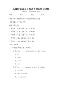 新教材英語詞匯與語法同步練習試題