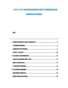 2025-2030中國(guó)可再生能源風(fēng)力發(fā)電產(chǎn)業(yè)發(fā)展規(guī)劃與投資前景研究分析報(bào)告