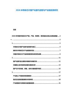 2026半導(dǎo)體芯片國產(chǎn)化替代進(jìn)程與產(chǎn)業(yè)鏈投資研究