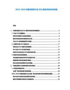 2025-2030中國(guó)切割機(jī)行業(yè)ESG績(jī)效評(píng)估體系構(gòu)建