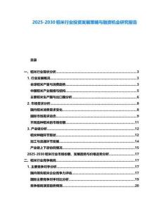 2025-2030稻米行業(yè)投資發(fā)展策略與融資機會研究報告