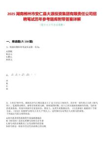 2025湖南郴州市安仁縣大源投資集團有限責任公司招聘筆試歷年參考題庫附帶答案詳解