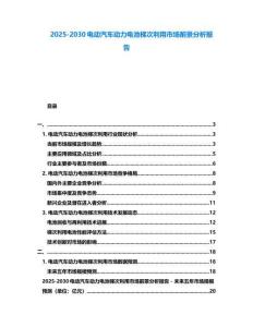2025-2030電動汽車動力電池梯次利用市場前景分析報告