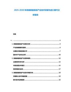 2025-2030年高端裝備制造產業技術突破與進口替代分析報告