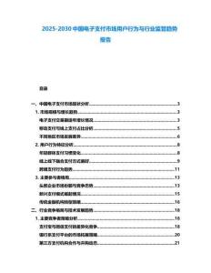 2025-2030中國電子支付市場用戶行為與行業監管趨勢報告