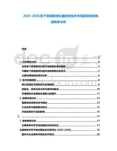 2025-2030地下資源探測儀器研發技術市場前景投資機遇競爭分析