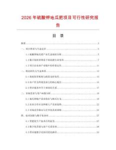 2026年硫酸钾地瓜肥项目可行性研究报告