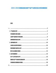 2025-2030散裝速食湯類產(chǎn)品產(chǎn)業(yè)現(xiàn)狀及未來發(fā)展規(guī)劃