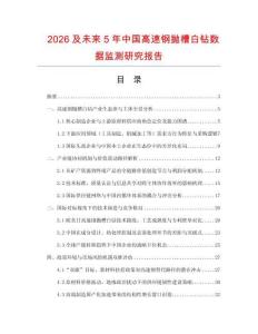 2026及未來5年中國高速鋼拋槽白鉆數(shù)據(jù)監(jiān)測研究報告