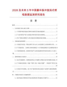 2026及未來5年中國豪華脈沖旋渦式噴咀數據監測研究報告