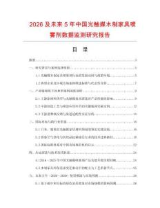 2026及未来5年中国光触媒木制家具喷雾剂数据监测研究报告