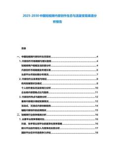 2025-2030中國短視頻內容創作生態與流量變現渠道分析報告